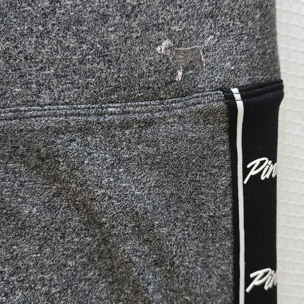 PINK Victoria's Secret Gray Leggings with Black Logo Stripes - Picture 4 of 11